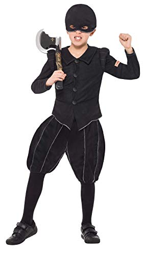 Smiffys Children's Tudor Executioner Costume, Jacket, Shorts & Mask, Horrible Histories, Colour: Black, Size: L, 27023