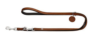 Training Leash Comfort, 15/200 Soft Genuine Cow Leather, Cognac/Black | Hunter
