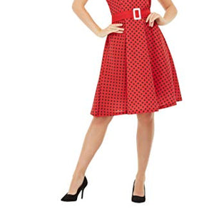 Smiffys 51039S 50s Rockabilly Pin Up Costume, Women, Red, S - UK Size 08-10