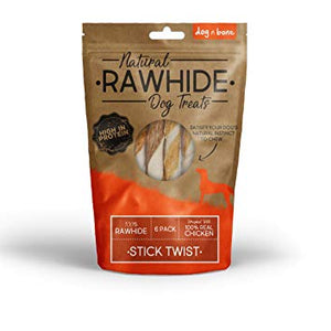 Dog'N'Bone Rawhide Stick Twists With Real Chicken 6Pk