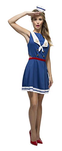Fever Adult Women's Hey Sailor Costume, Cut Out Dress, Attached Underskirt and Mini Hat, Uniforms, Size M, 44531