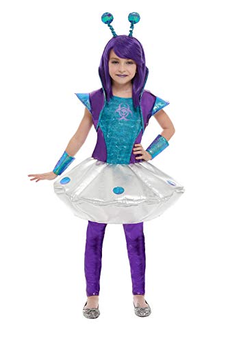 Smiffys 51042M Alien Girl Costume, Silver, M - Age 7-9 years