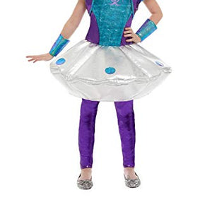 Smiffys 51042M Alien Girl Costume, Silver, M - Age 7-9 years