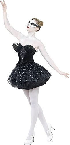 Smiffys Adult Women's Gothic Swan Masquerade Costume, Dress, Carnival of the Damned, Halloween, Size: L, 27313