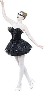 Smiffys Adult Women's Gothic Swan Masquerade Costume, Dress, Carnival of the Damned, Halloween, Size: L, 27313