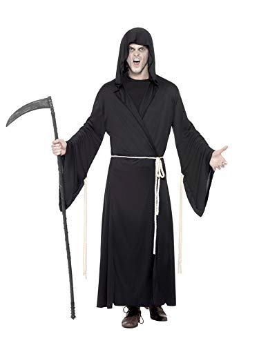 Smiffys Adult men's Grim Reaper Costume, Hooded Robe and Rope Belt, Legends of Evil, Halloween, Size L, 29367