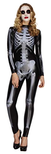 Fever Adult Women's Miss Whiplash Skeleton Costume, Printed Catsuit, Halloween, Size: XS, 43838