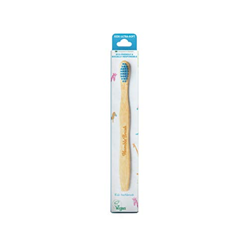 Humble Brush Bamboo Toothbrush for Kids Ultra Soft Blue, Sustainable, Eco-friendly, Vegan for your daily oral care, biodegradable with quality Bristles from DuPont (BPA free), by Dentists approved