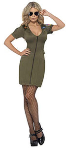 Smiffy's Women's Sexy Top Gun Costume, Dress, Top Gun, Colour: Green, Size: L, 39450