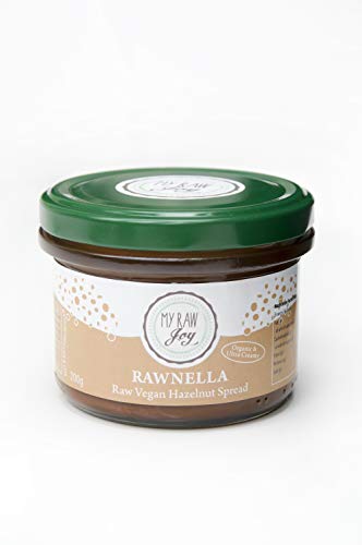 Raw Vegan Organic Rawnella Hazelnut Spread by My Raw Joy - Hazelnuts Sprouted & Raw Hazelnut Butter - Raw Vegan Snacks & Vegan Gifts - Hazelnut Spread Organic Vegan Food, 200g Jar