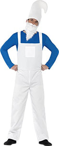Smiffy's Men's Garden Gnome Costume,Top, Dungarees, Beard and Hat, Size: S, Colour: Blue and White, 23390