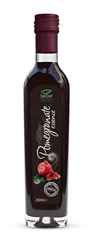 Secret Gardens Pomegranate Molasses - 100% Pure Organic - All Natural No Added Sugar Or Salts - Great As Dressing, Dipping Sauce, Marinade, Syrup & Glaze - Made to The NAR Eksisi Recipe - 250ml
