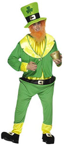 Smiffys Adult men's Leprechaun Costume, Jumpsuit, Jacket, Hat and Ginger Beard, Around the World, Serious Fun, One size, 26148