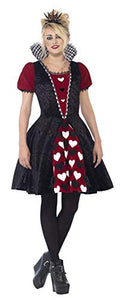 Smiffys Young Adult female's Deluxe Dark Red Queen Costume, Dress and Felt Tiara, Halloween, Size: XS, 44335