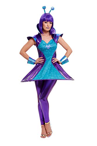 Smiffys 51041M Alien Lady Costume, Women, Multi-Colour, M - UK Size 12-14