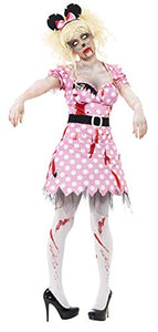 Smiffys Women's Zombie Mouse Costume, Dress, Belt & Headband, Size: M, Colour: Pink, 41027