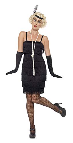 Smiffys 20s Delighed Girl Costume with Short Dress, Headband and Gloves, Black, XL - UK Size 20-22