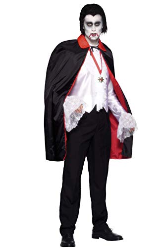 Smiffys 44-inch Cape, Reversible and Fabric - Black/Red