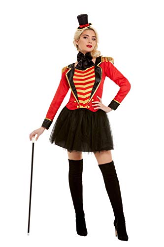 Smiffys 51049L Deluxe Ringmaster Lady Costume, Women, Red, L - UK Size 16-18