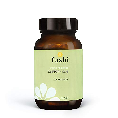 Fushi 90142 Organic Slippery Elm Capsules, 60 Caps Fresh-Ground Whole Food Soothing & Healing Action Supports Stomach Indigenously Sourced Ethical & Vegan