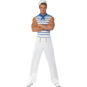 Fever Men's French Sailor Costume, Top, Pants and Scarf, Size: L, 20886