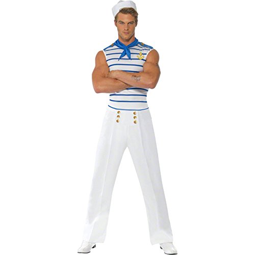 Fever Men's French Sailor Costume, Top, Pants and Scarf, Size: M, 20886