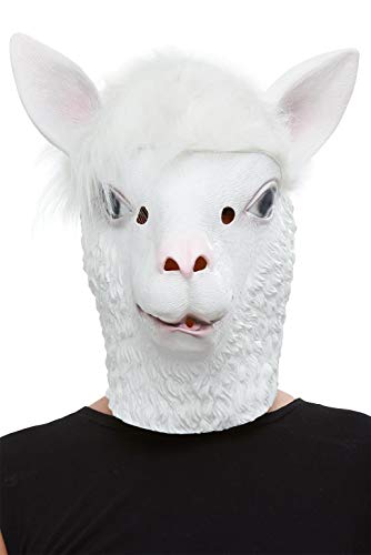 Smiffys 50879 Llama Latex Mask, Men, White