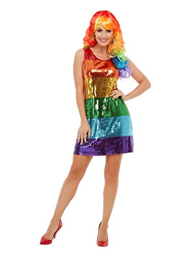 Smiffys 51001S Glitters Rainbow Costume, Women, Multi-Colour, S - UK Size 08-10