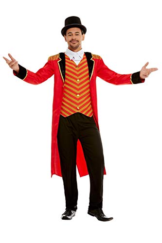 Smiffys 51016M Deluxe Ringmaster Costume, Men, Red, M - Size 38"-40"