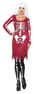 Smiffys Women's Beauty Bones Costume,Dress with Long Sleeves and LED Heart, Size: L, Color: Red, 20075