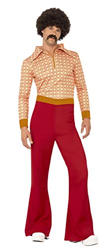Smiffys Men's Authentic 70s Guy Costume,Red, M