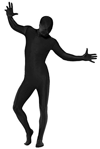 Smiffys Men's Second Skin Costume in Black, Body Suit with Fanny Pack, Size: L