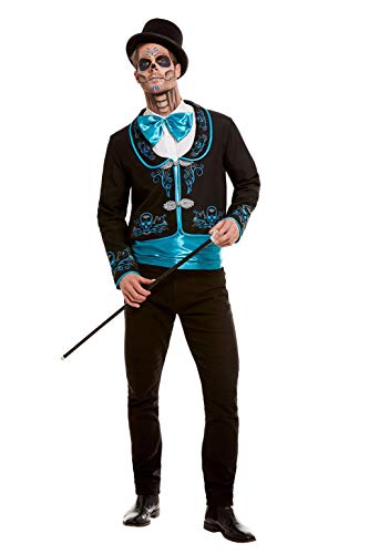Smiffys 50799L Day of The Dead Costume, Men, Black, L - Size 42"-44"