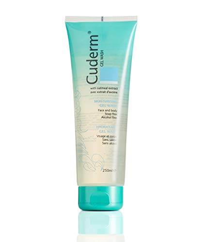 Cuderm Gel Wash 250ml (Soap Free) All Over Face and Body Wash [Suitable for Dry Skin, Sensitive, Eczema] Colloidal Oatmeal - Hypoallergenic - Vegan Certified - Alcohol Free 0% - Cruelty Free (PETA)
