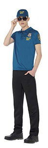 Smiffys Teen's Cool City Cop Instant Kit, T-Shirt, Cap & Glasses, Size: S, Color: Blue, 44347