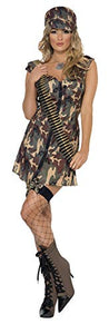 Smiffy's Adult Women's Army Girl Costume, Dress and Hat, Troops, Serious Fun, Size: L, 33829