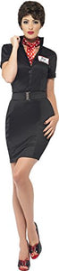 Smiffy's Women's Grease Rizzo Costume, Dress, Belt and Scarf, Size: 12-14, Colour: Black, 25860