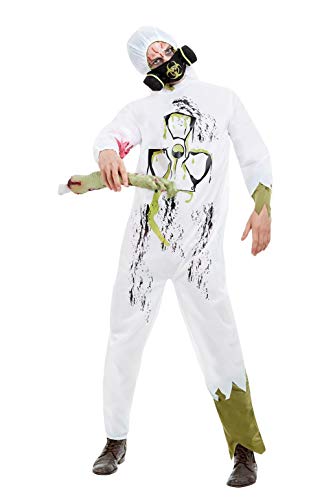 Smiffys 61013L Biohazard Suit, Men, White, L - Size 42"-44"