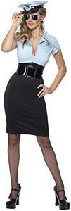 Smiffys Women's Police Cadet Costume, Dress, Hat and Belt, Size: L, Color: Black and Blue, 32819