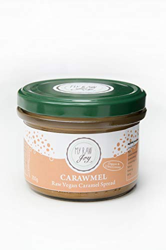 Raw Vegan Organic Carawmel Almond Spread by My Raw Joy – Almonds Sprouted & Raw Almond Butter - Raw Vegan Snacks & Vegan Gifts – Almond Spread Organic Vegan Food, 200g Jar