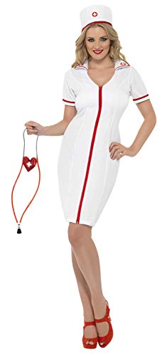 Smiffys Zip-Up Nurse Costume with Dress and Hat - Large