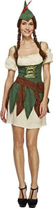 Fever Women's Outlaw Warrior Costume, Dress, Sleeves, Hat and Belt, Size: XS, Color: Green, 32801