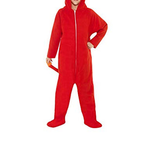 Smiffy's Children's Unisex All In One Devil Costume, Jumpsuit with Hood, Party Animals, Colour: Red, Size: S, 55011