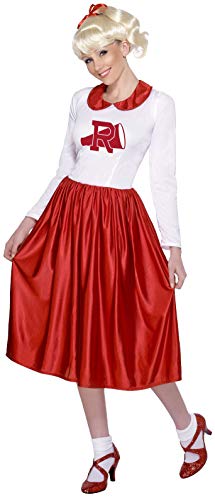 Smiffys Women's Grease Sandy Costume, Dress, Size: L, Colour: Red and White, 29797