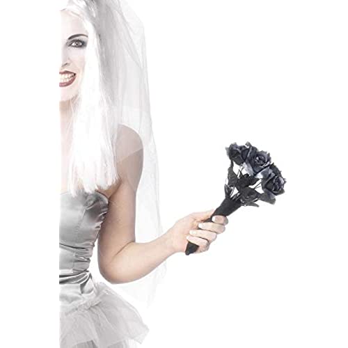 Smiffys Corpse Bride Bouquet - Black Roses