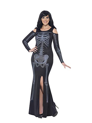 Smiffys Adult Women's Skeleton Costume, Dress, Legends of Evil, Halloween, Size L, 44336