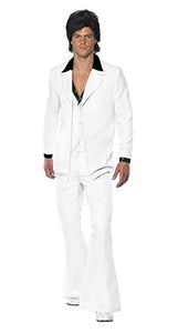 Smiffys Adult Men's 1970's Suit Costume, Jacket With Mock Shirt and Waistcoat and Trousers, 70 Disco, Serious Fun ,XX-Large