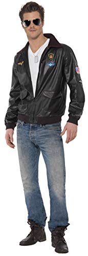 Smiffys 39447S Officially Licensed Top Gun Bomber Jacket, Men, Brown, S - Size 34"-36"