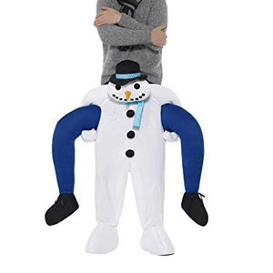 Smiffys 48816 Piggyback Snowman Costume, White, One Size