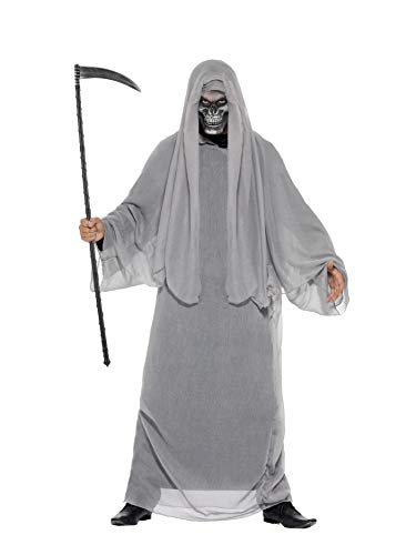 Smiffys Adult men's Grim Reaper Costume, Gown and Half Face Mask, Legends of Evil, Halloween, Size ML, 44353